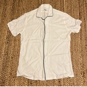 Reiss Revere Collar Shirt With Piping, White, Size M